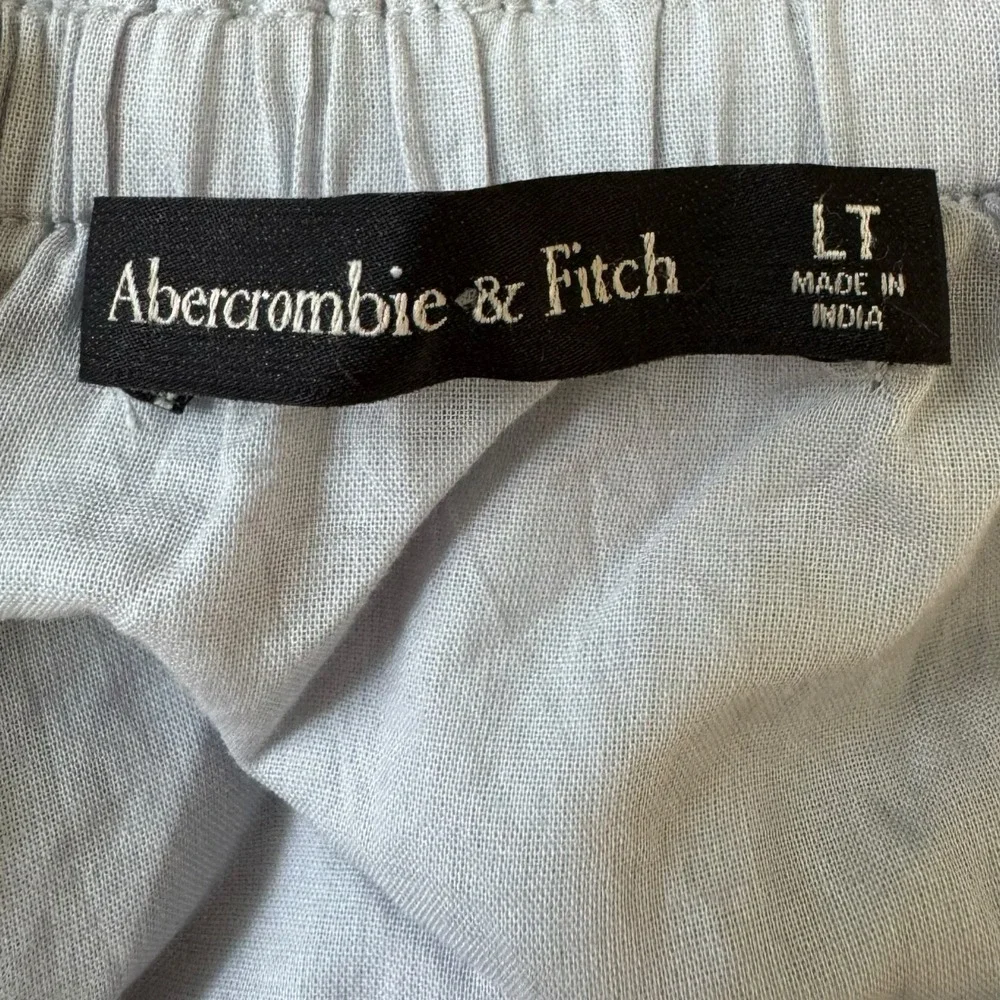 Abercrombie & Fitch Maxi Dress Blue Floral Cotton Tiered Tie Back Romantic Sz LT